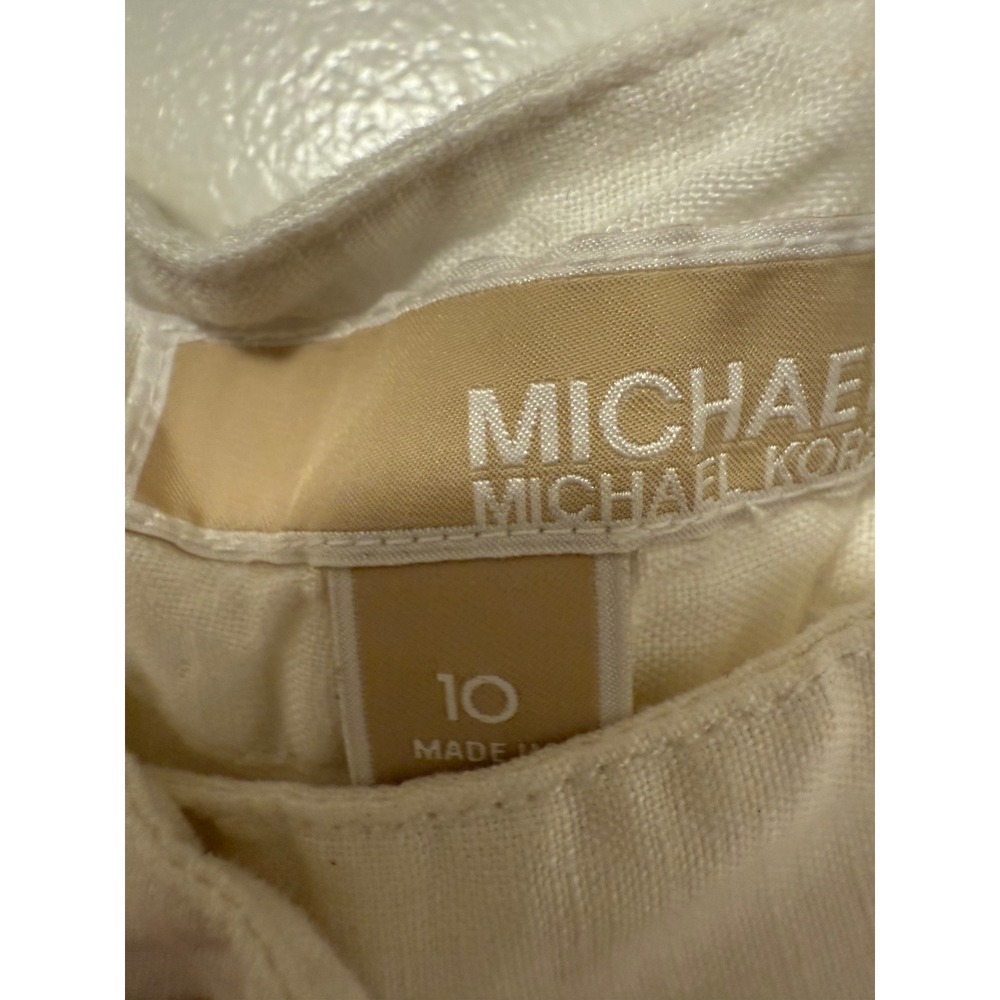 Michael Kors White Linen Cuffed Shorts Womens Size 10 - Picture 2 of 3